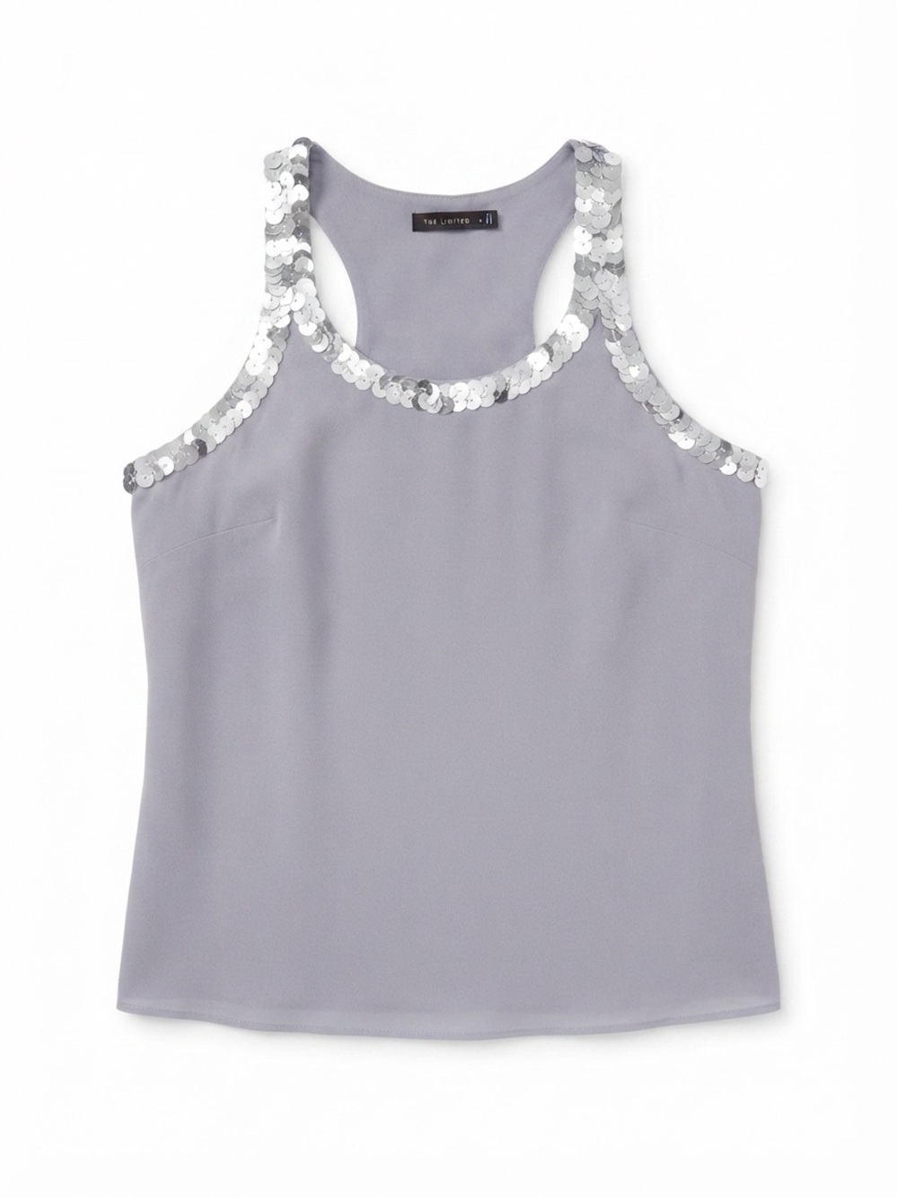 The Limited Silver Sequin Trim Sleeveless Tank Top